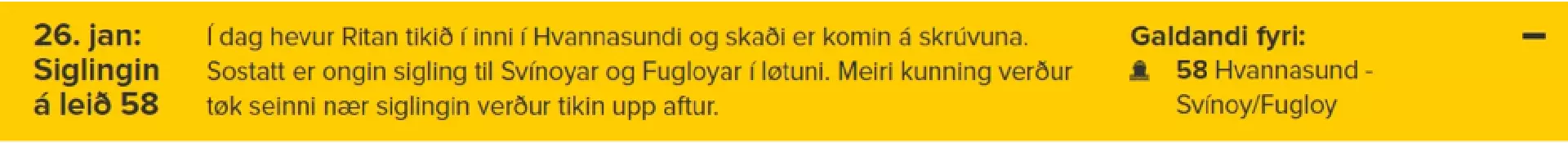 Skermmynd tikin av ssl.fo mánakvøldið 28. januar kl. 21:22. Har stendur framvegis “í dag” tveir dagar seinni, og onki verður nevnt um loysnina við Súluni.