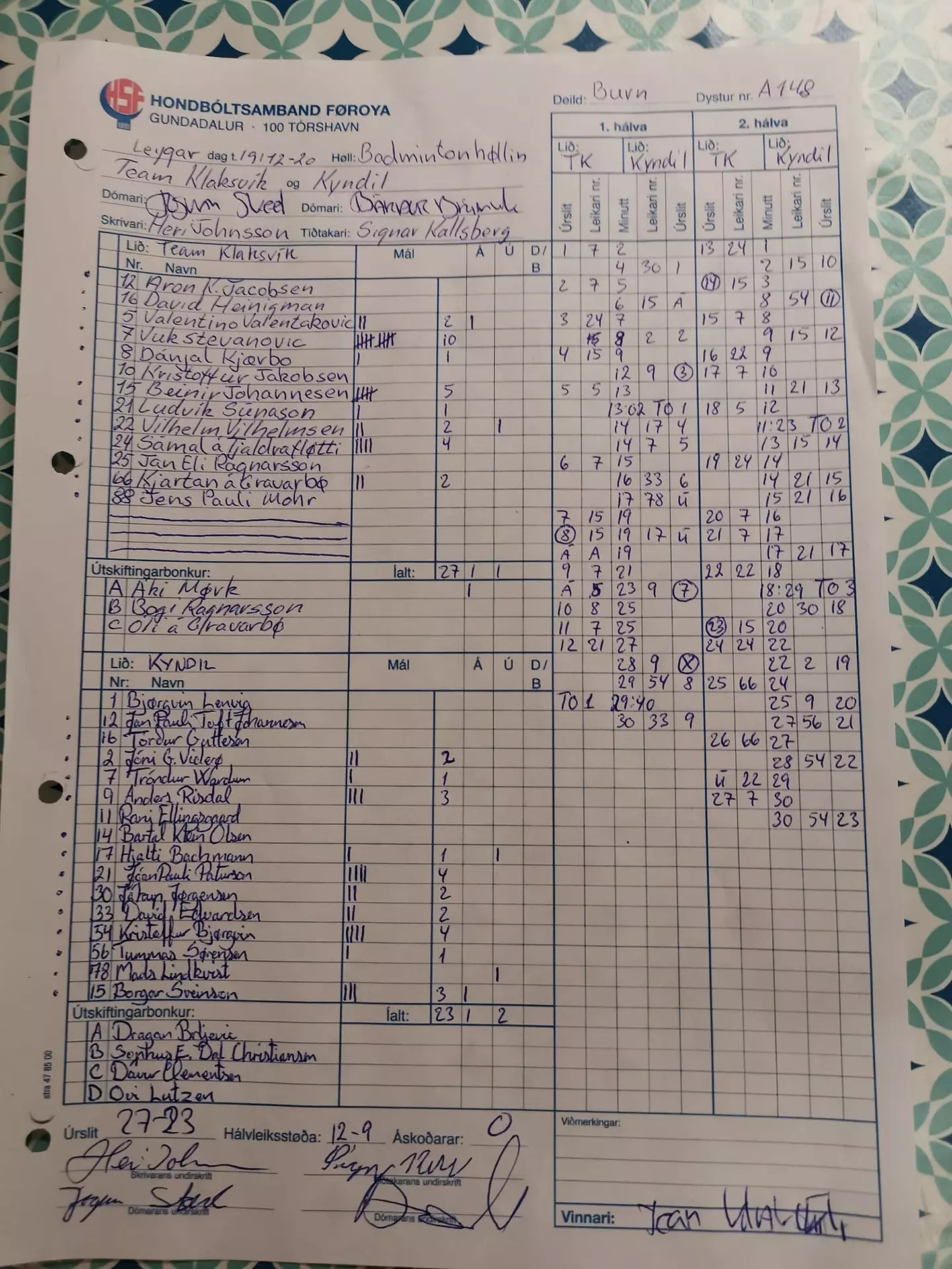 Fegnir Team Klaksvík leikarar eftir sigurin í dag
