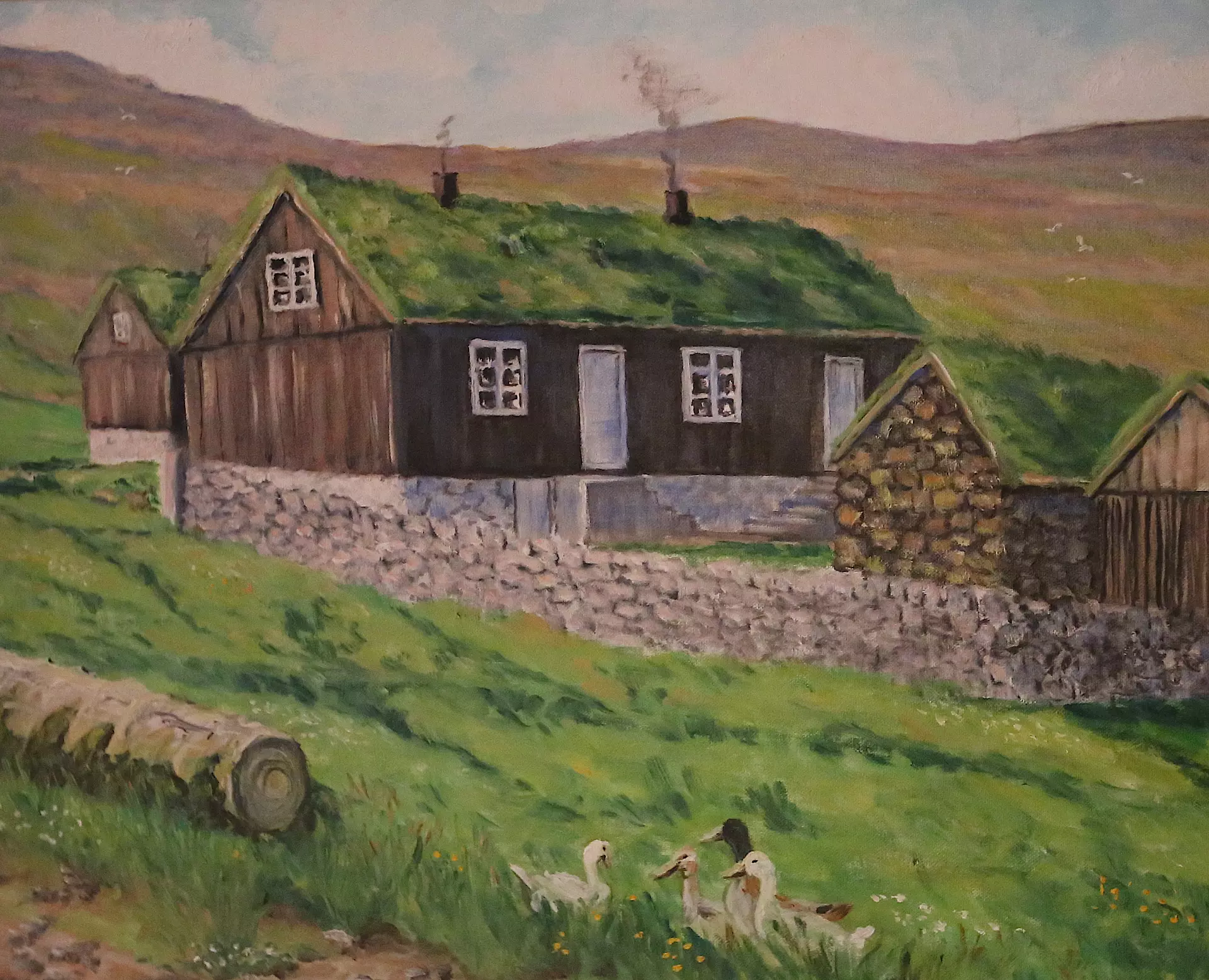 Málningur eftir Poulinu Joensen - her sæst inngongin til skúlastovuna