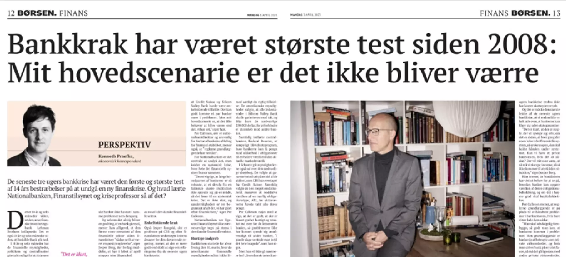 Brot úr samrøðugrein í dagblaðnum Børsen, sum verður umrødd í sendingini Búskapur & Vinna í kvøld. Jesper Rangvid, professari á CBS, var limur í føroyska Váðaráðnum inntil í fjør.