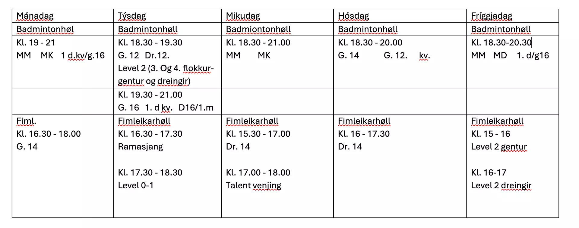 Venjingartíðir 2024/25