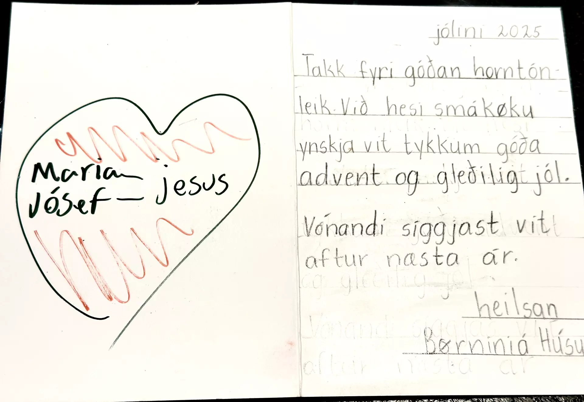 Jólakort frá fittu børnunum á Húsum